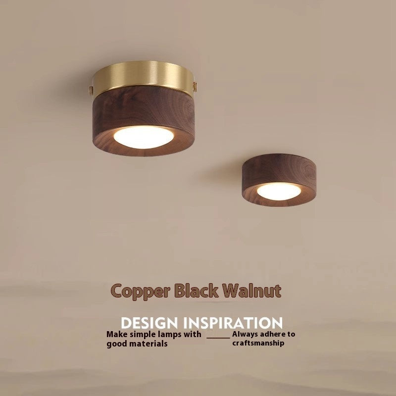 Chinese Style Light Luxury Walnut Retro Ceiling Spotlight