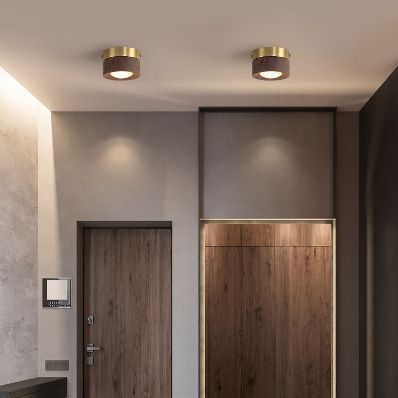 Chinese Style Light Luxury Walnut Retro Ceiling Spotlight