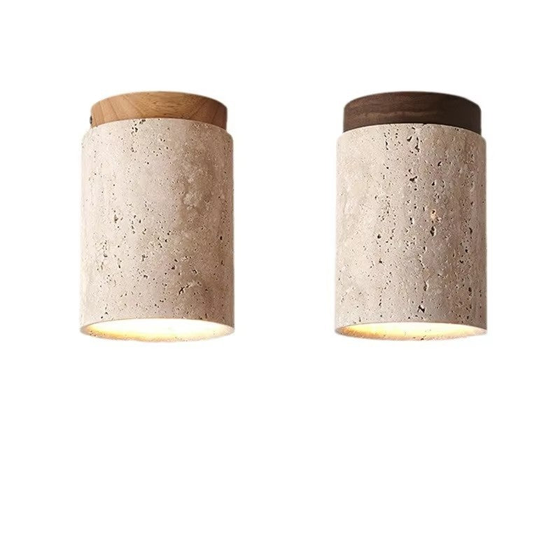 Yellow Cave Stone Wooden Silent Wind Ceiling Lamp