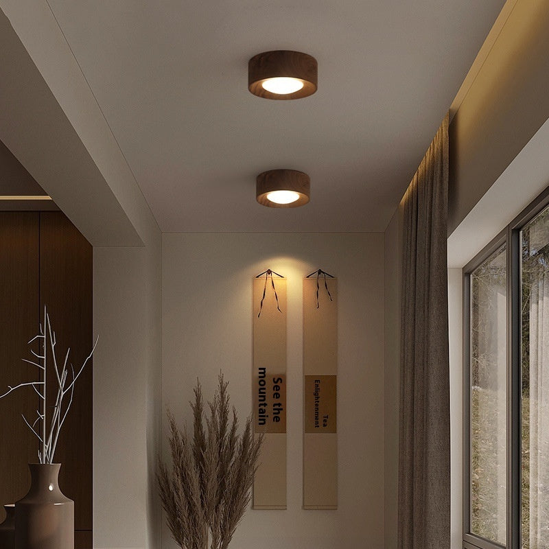 Chinese Style Light Luxury Walnut Retro Ceiling Spotlight
