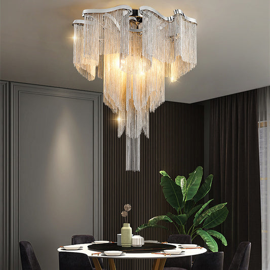 Nordic Light Luxury Tassel Aluminum Chain Chandelier